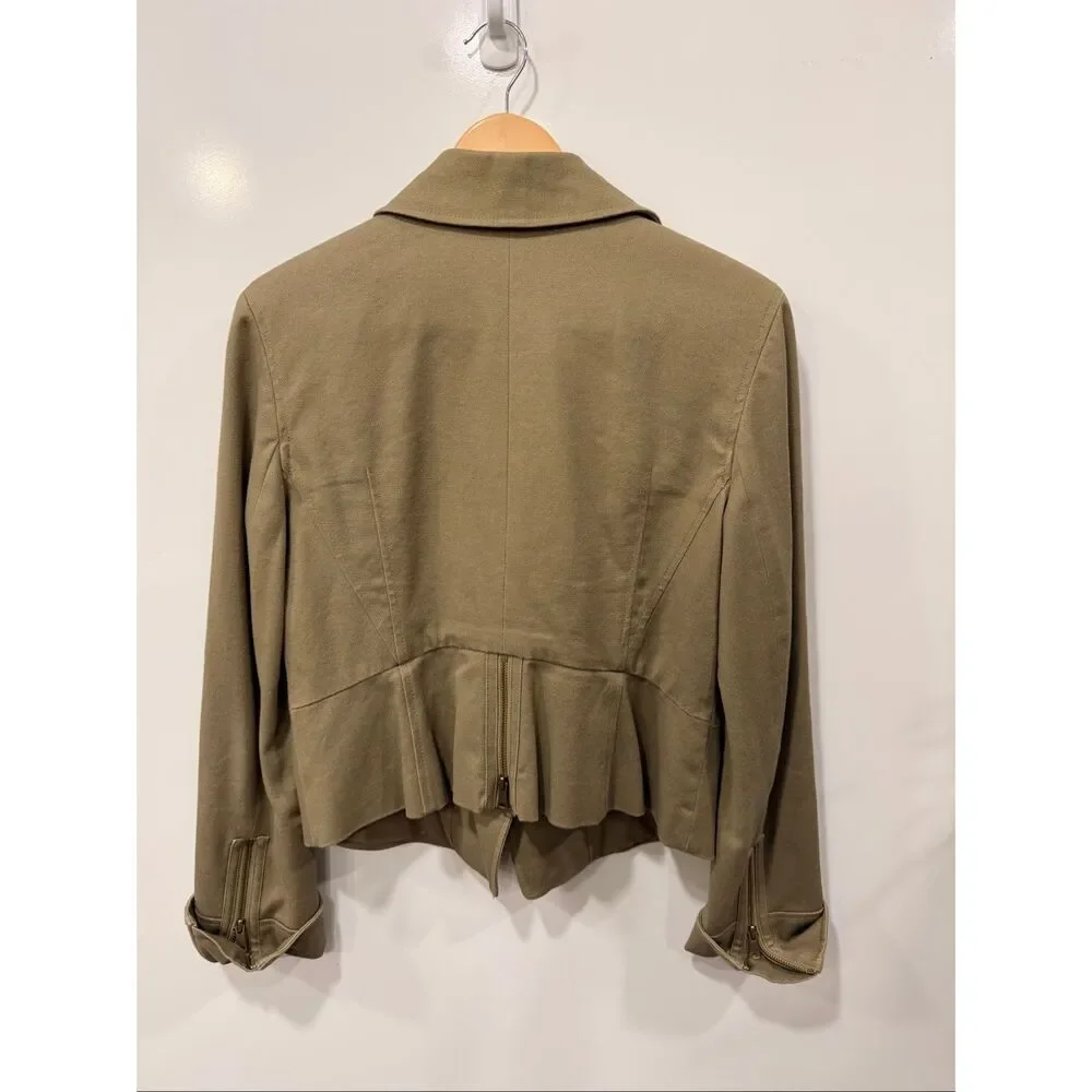 Ann Taylor Khaki Cotton Utility Crop‎ Jacket Size 8